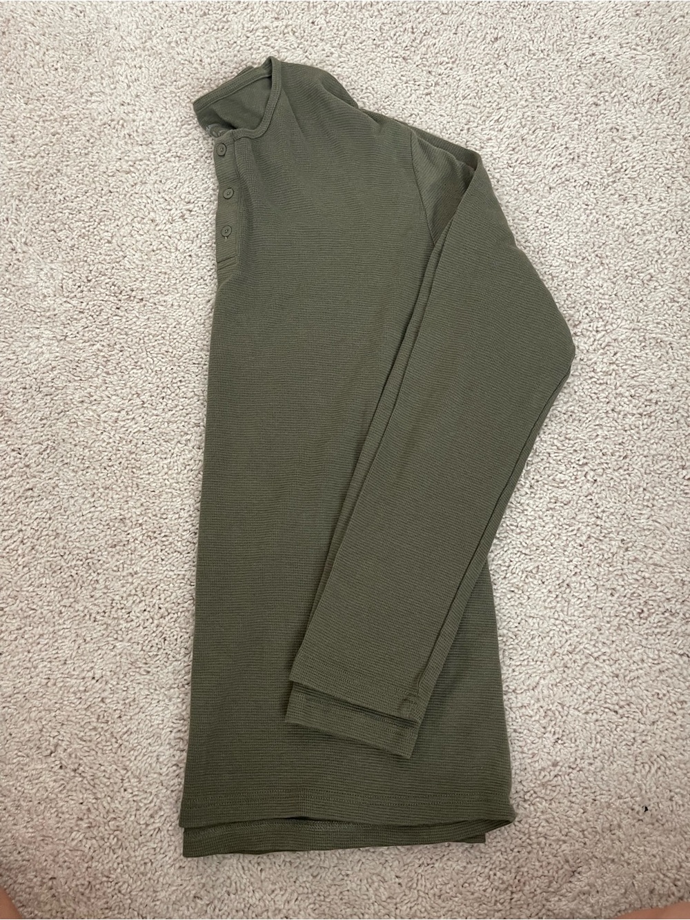 Men's Long Sleeve Henley Shirt - Olive Green